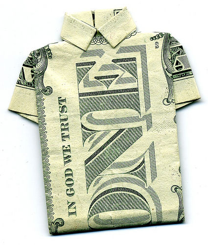 dollar bill origami rabbit. dollar bill origami shirt.